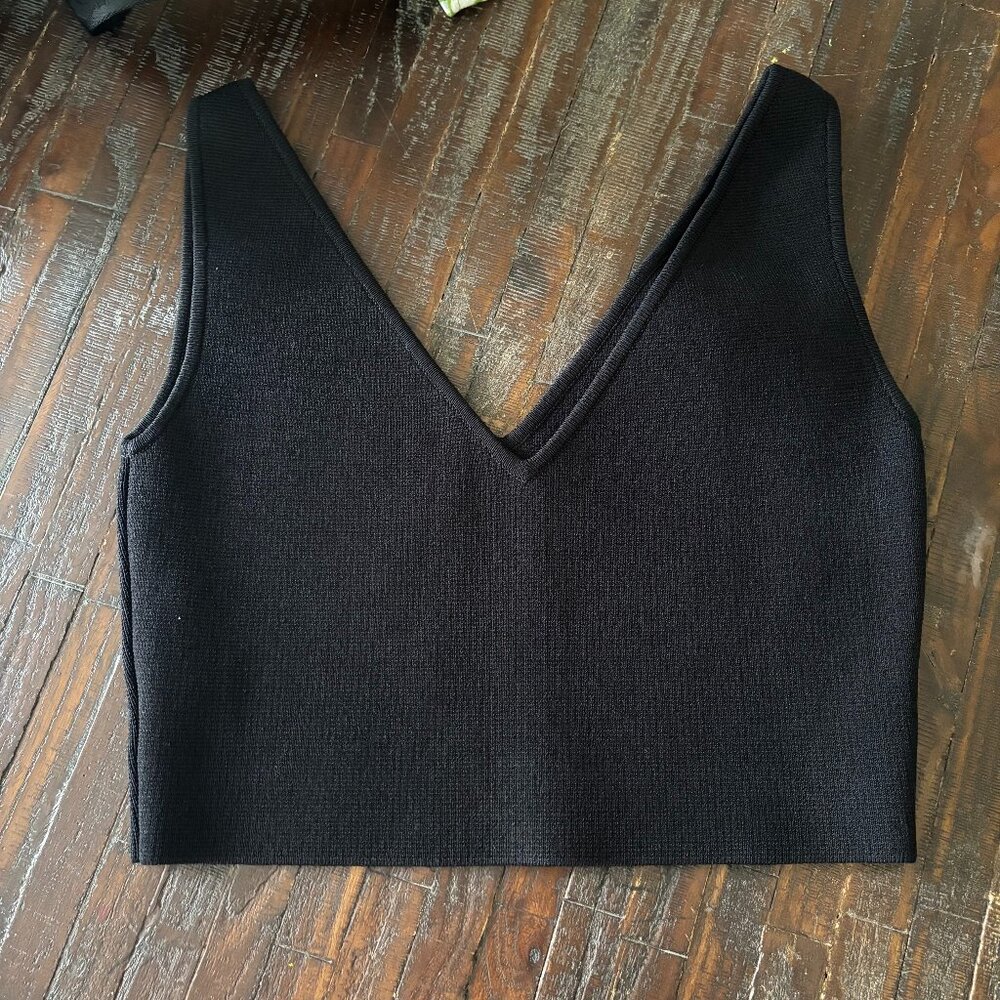 Scanlan Theodore Black Crop Tank Shirt Size Small